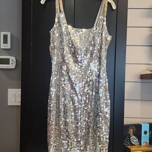 Niteline Glittering Silver Midi Dress